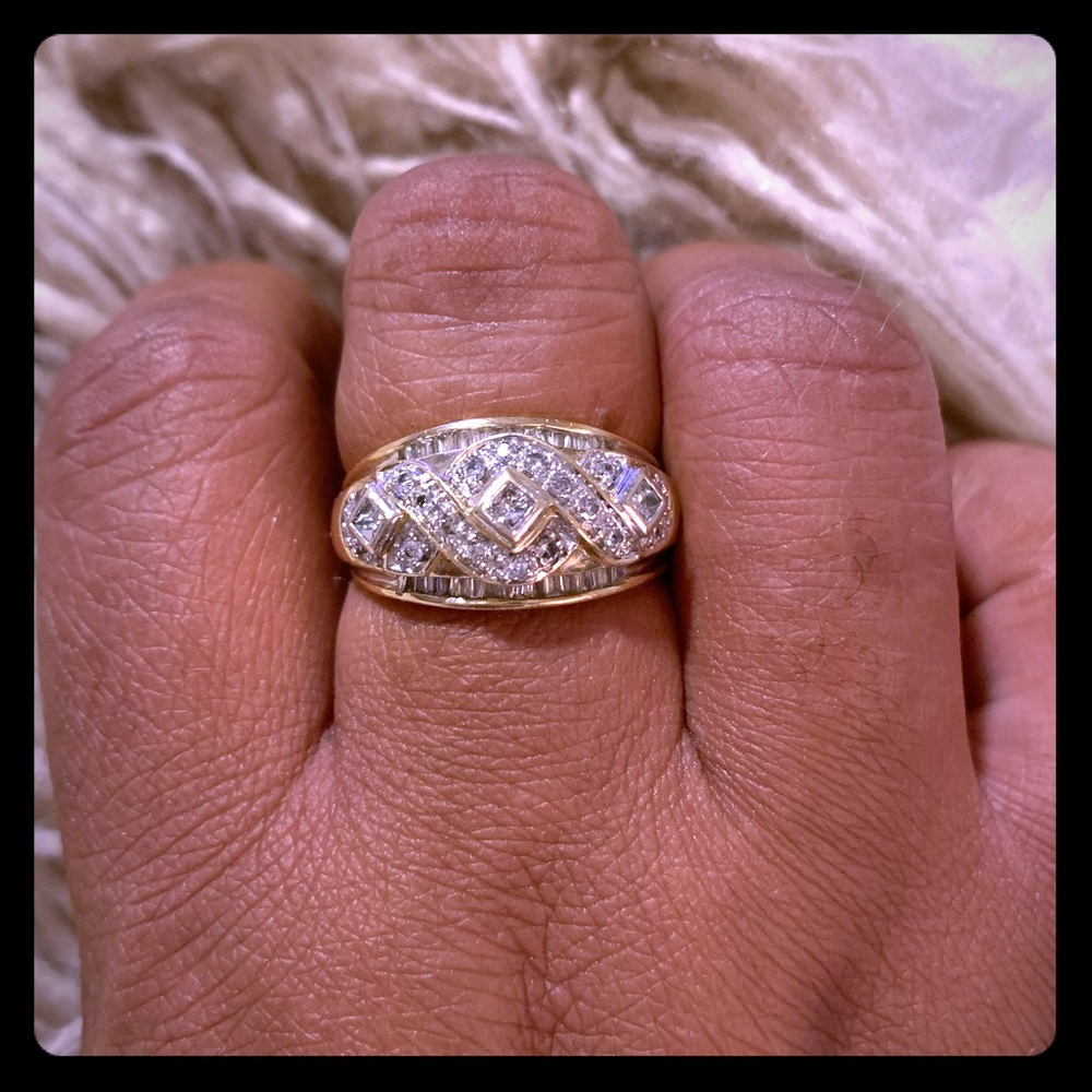 Big Beautiful 14k Diamond & Baguette Dome Ring